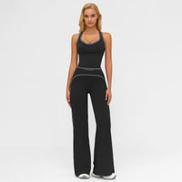 Elevate Your Workout Wardrobe with the MFVIM Women's Sporty Tracksuit Set - Stylish Two-Piece Athletic Ensemble for Gym & Everyday Wear, Featuring H-Shaped Back Design and Trendy Bell-Bottom Pants